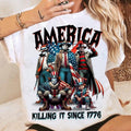 [Sale up to 30%] America Killing It Since 1776 T-Shirt, Horror Movie Fourth Of July ,Horror Independence Day, 4th of July...