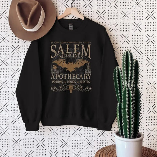 Salem Apothecary Halloween Sweatshirt, Retro Style Halloween Tee, Salem Witches Shirt, Salem Sweatshirt, Salem 1692 Hoodiestyle{n002}2