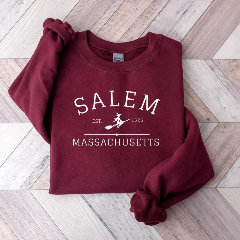 Salem Massachusetts, Crewneck Halloween Sweatshirt on Sand Color Gildan, Hocus Pocus sweatshirt, Comfort colors....