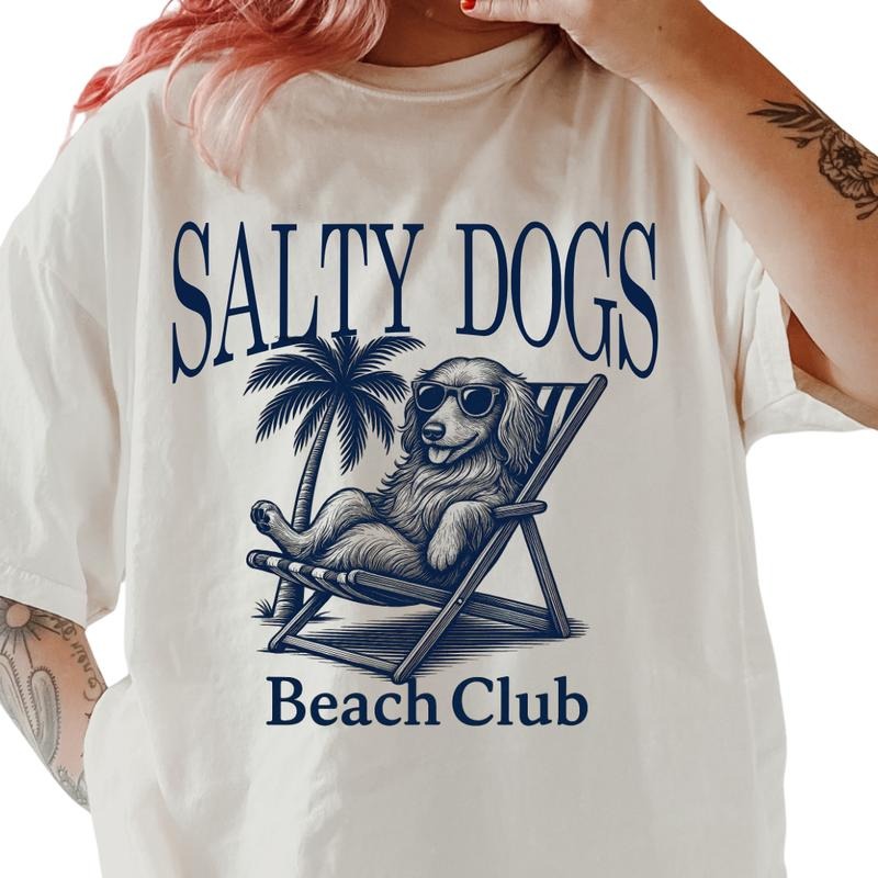Salty Dogs Beach Club Dachshund Shirt ~ Unisex Apparel Relaxed Fit Printed In The USA Clothing Womenswear Casual Comfort...
