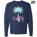 Salty Palm Tree Long Sleeve Comfort Colors T-Shirt 'NLB' Hoodie, Sweatshirt | PureTeeCo.com