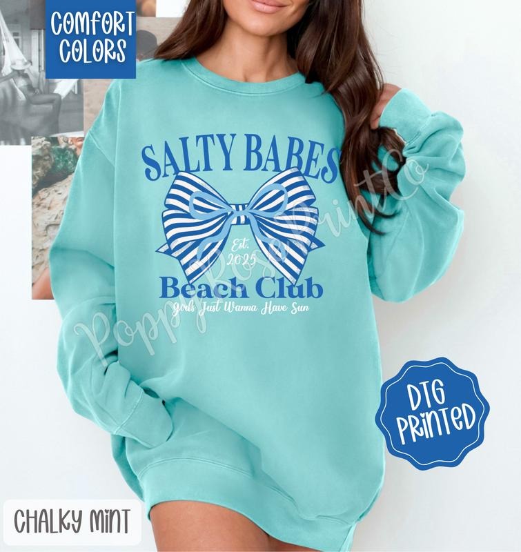 Salty babes beach club Comfort Colors Sweatshirt, Trendy Women's Crewneck T-Shirts, Hoodie | PureTeeCo.com