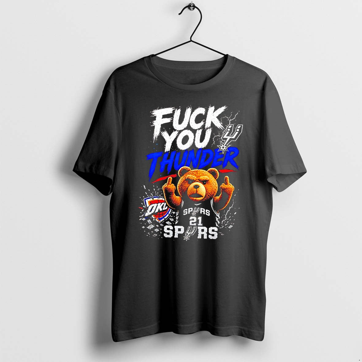 San Antonio Spurs Bear Fuck You Thunder 2026 Tee Tshirts Sweater Hoodie Jpg