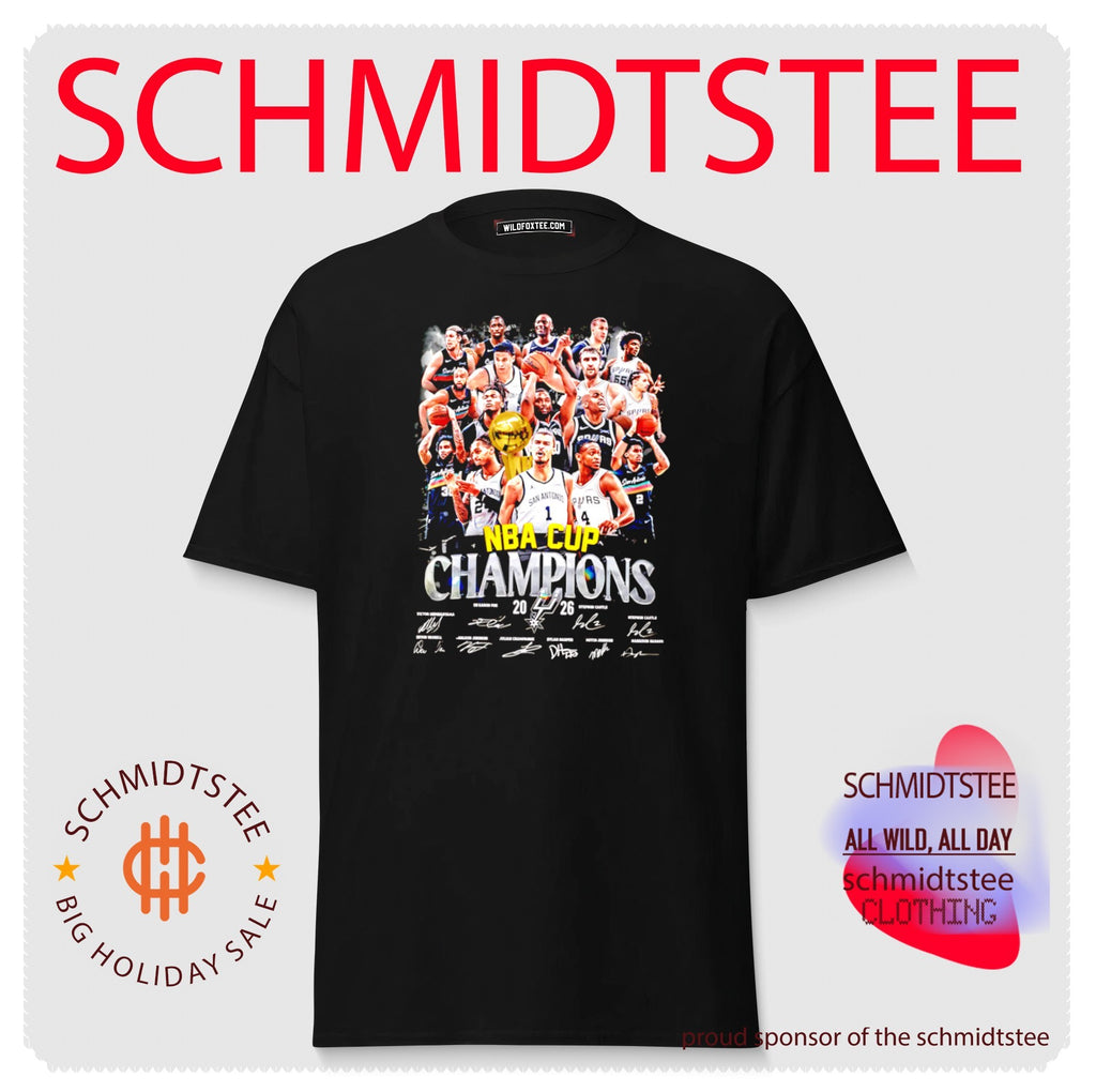 San Antonio Spurs NBA Cup Champions 2026 all team signatures shirt