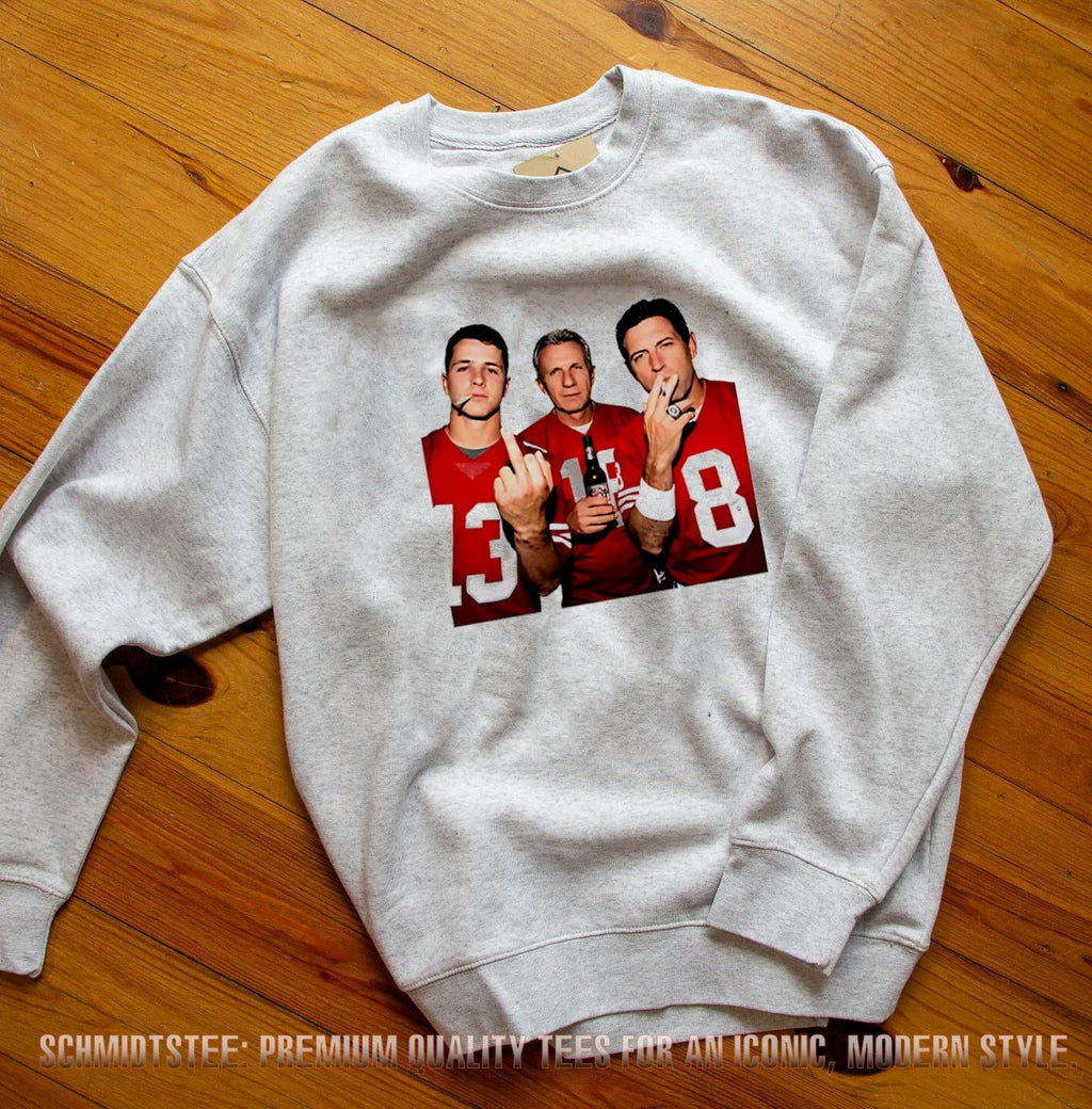 San Francisco Football Brock Purdy Joe Montana Dwight Clark middle finger smoking and beer shirt
