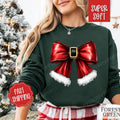 Santa Bow Christmas Sweatshirt, Merry Christmas Sweater, Women's Holiday Crewneck funny santa T-Shirts, Hoodie