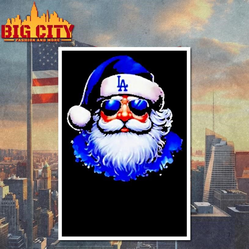 Santa Claus Big Face Los Angeles Dodgers Mlb Baseball Christmas 2025 Shirt
