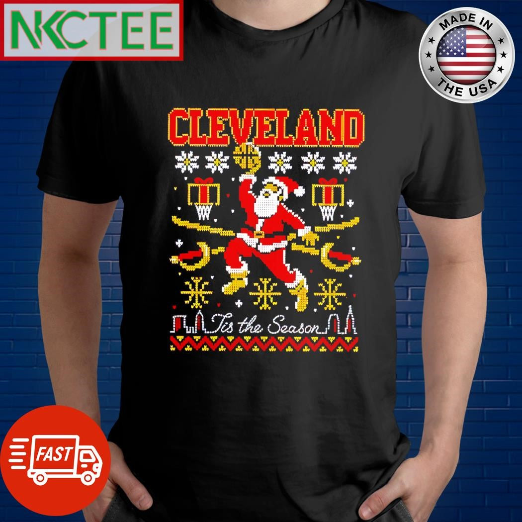 Santa Cleveland Cavaliers tis the season ugly Christmas shirt