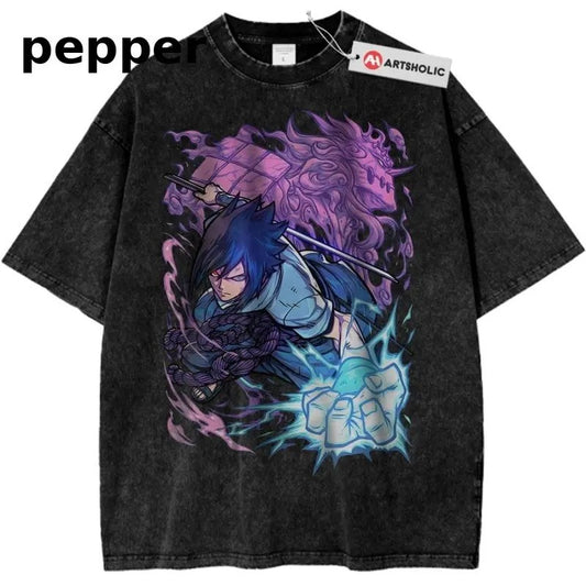 Sasuke Uchiha Shirt Naruto Anime Shirt Vintage Style Graphic Tee Menswear Sweatshirt, Hoodie, Comfort Colors
