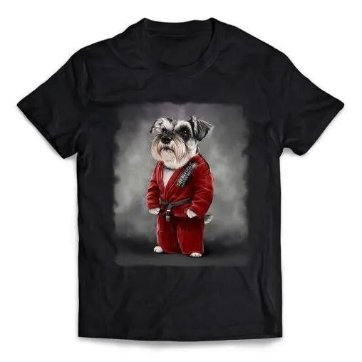 Schnauzer Dog Sensei in Japanese Judo, Karate Martial Art - Short-Sleeve Unisex T-Shirt Made in USA Hoodie, Sweatshirt