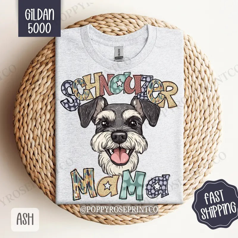 Schnauzer Mama Shirt Gildan, Dog Mom Women's Tee, Cute Mama Women's Tshirt Plus Sizes Hoodie, Sweatshirt | PureTeeCo.com