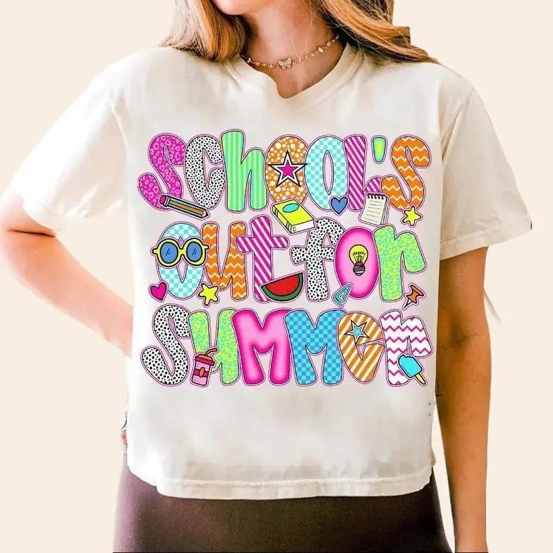 School's Out for Summer Shirt for Women Preppy Teacher Last Day of School Gift Unisex Premium 100% Cotton Hoodie, Sweatshirt