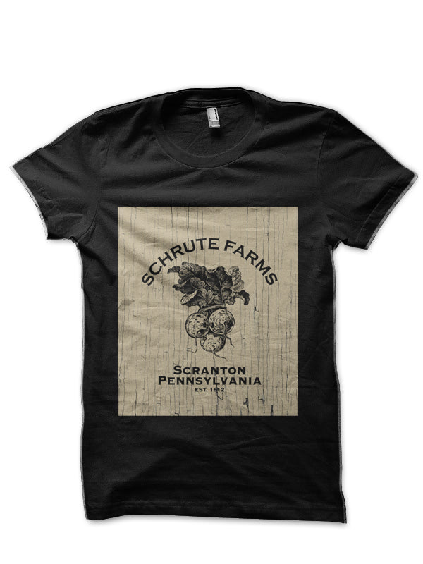 Schrute Farms Black Half Sleeve T-Shirt Hoodie, Sweatshirt | PureTeeCo.com