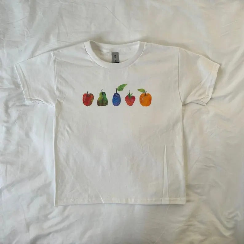 Scrapbook Fruits Baby Tee, Coquette, y2k clothing, Pinterest, The Very Hungry Caterpillar, streetwear Hoodie, Sweatshirt