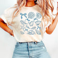 SeaShell T-Shirt, Retro Summer Shirt, Beach Sweatshirt, Coquette Bow Shirt, Coquette SeaShell Shirt, Ocean Coquette Tee,...