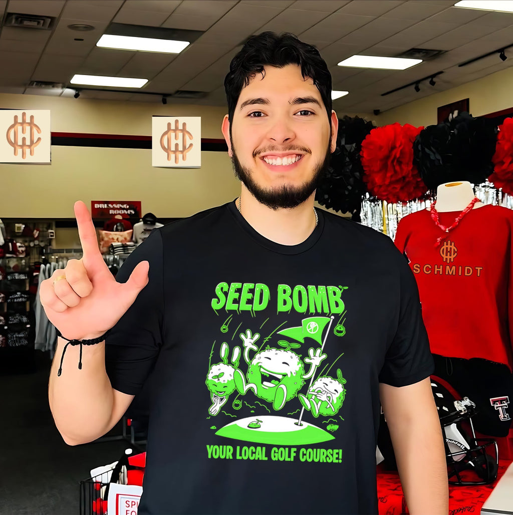 Seed bomb your local golf course cartoon shirt