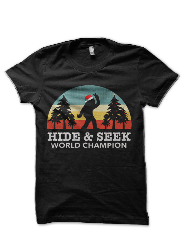 Retro Bigfoot hide and seek world champion Black T-Shirt Hoodie, Sweatshirt | PureTeeCo.com