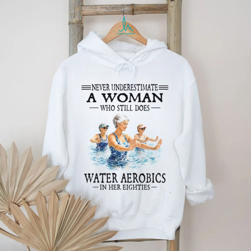 Senior Women Water Aerobics In Her Eighties Shirt