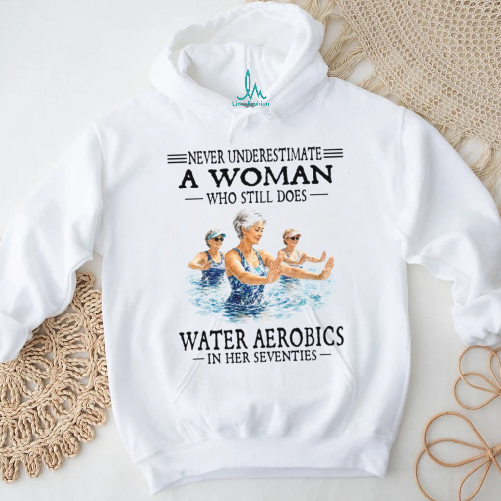 Senior Women Water Aerobics In Her Seventies Shirt