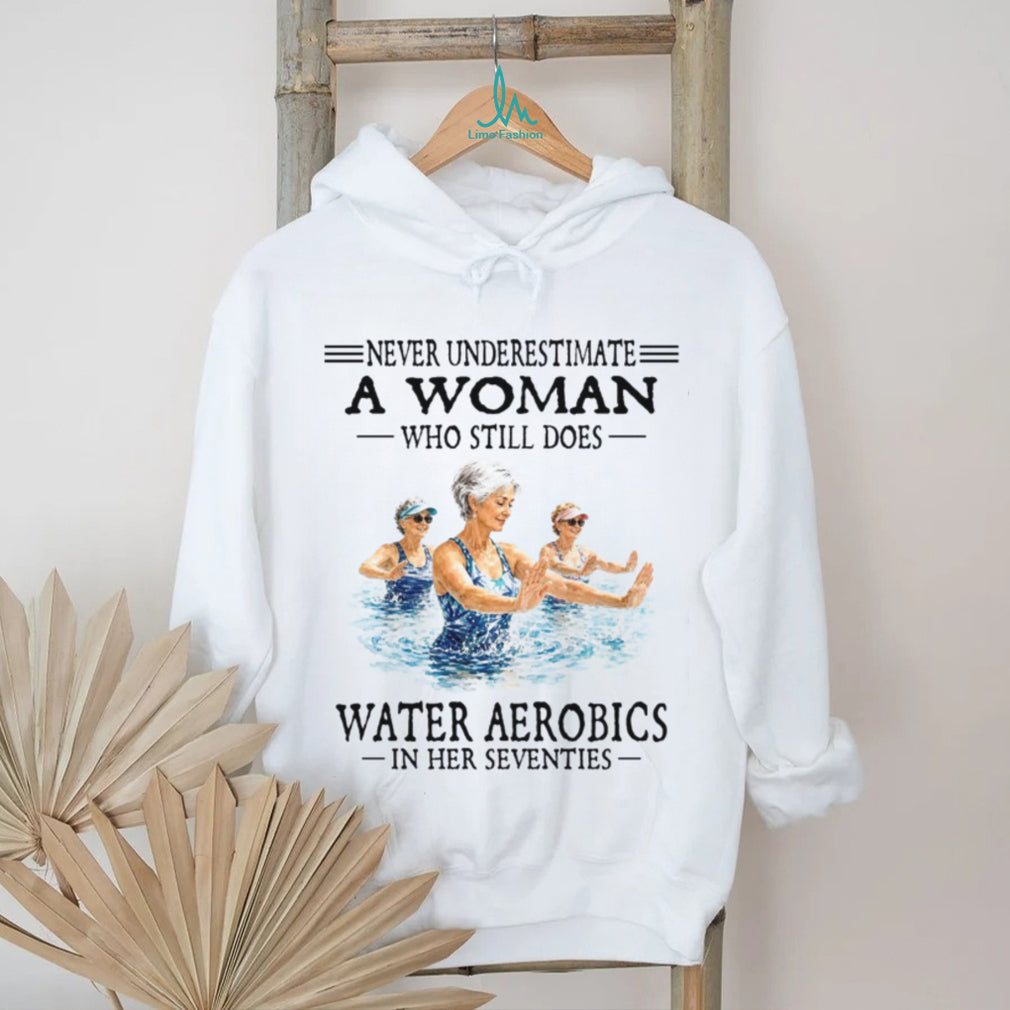 Senior Women Water Aerobics In Her Seventies Shirt