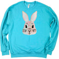 Sequin Bunny Face Gildan Sweatshirt -- SCUBA BLUE T-Shirts, Hoodie | PureTeeCo.com
