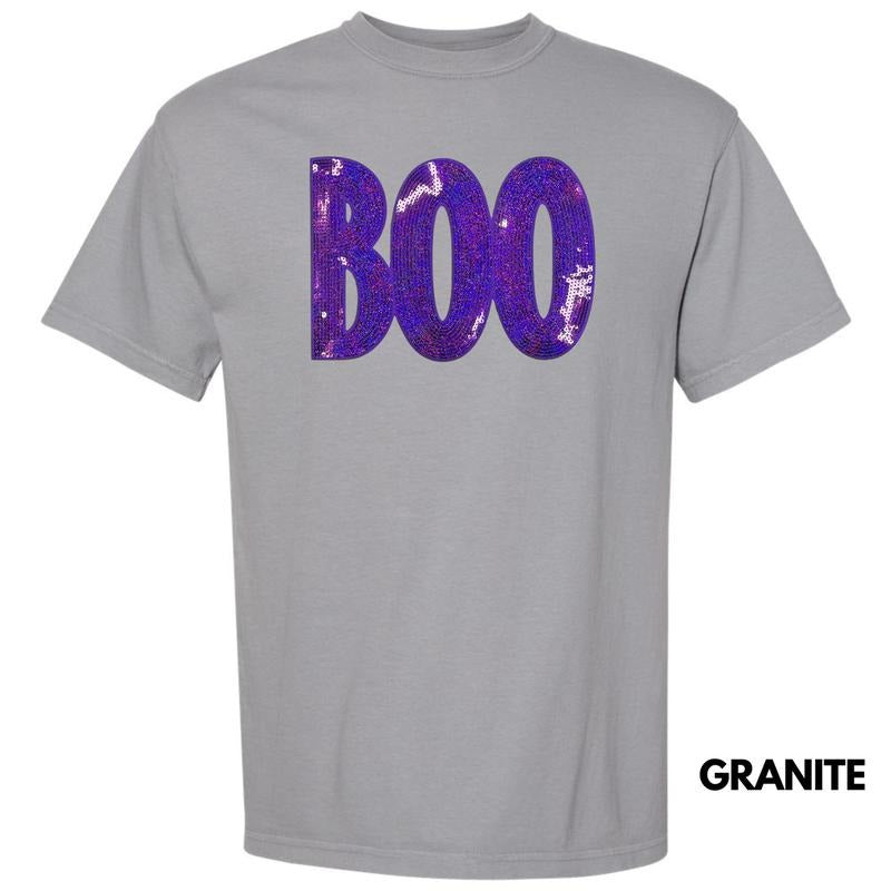 Sequin Purple Boo PATCH Comfort Colors T-Shirt Hoodie, Sweatshirt | PureTeeCo.com
