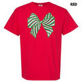 Sequin Red & Green Bow Patch Comfort Colors T-Shirt Hoodie, Sweatshirt | PureTeeCo.com