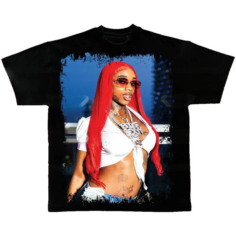 Sexyy Red Vintage Rap Tee Big Face Hip Hop Graphic T-shirt Hoodie, Sweatshirt | PureTeeCo.com