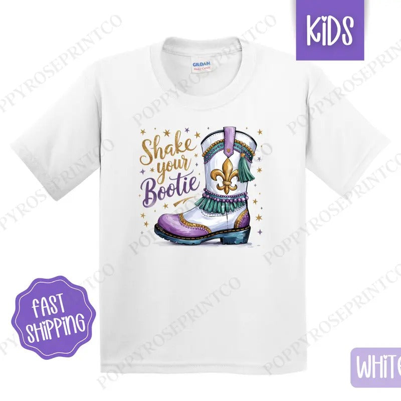 Shake Your Bootie Kids Shirt - Mardi Gras Children's Tshirt - Cute Youth Tee Gildan Hoodie, Sweatshirt | PureTeeCo.com