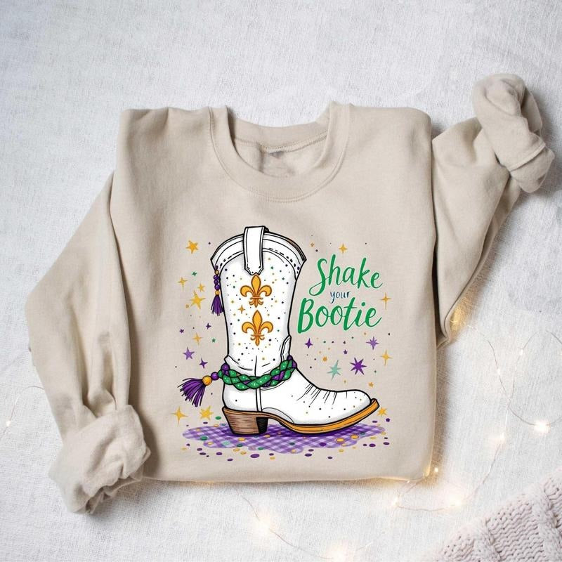 Shake Your Bootie Shirt, Mardi Gras Boots Shirt, Mardi Gras Sweatshirt, Funny Mardi Gras Shirt, Mardi Gras Beads Shirt Hoodie