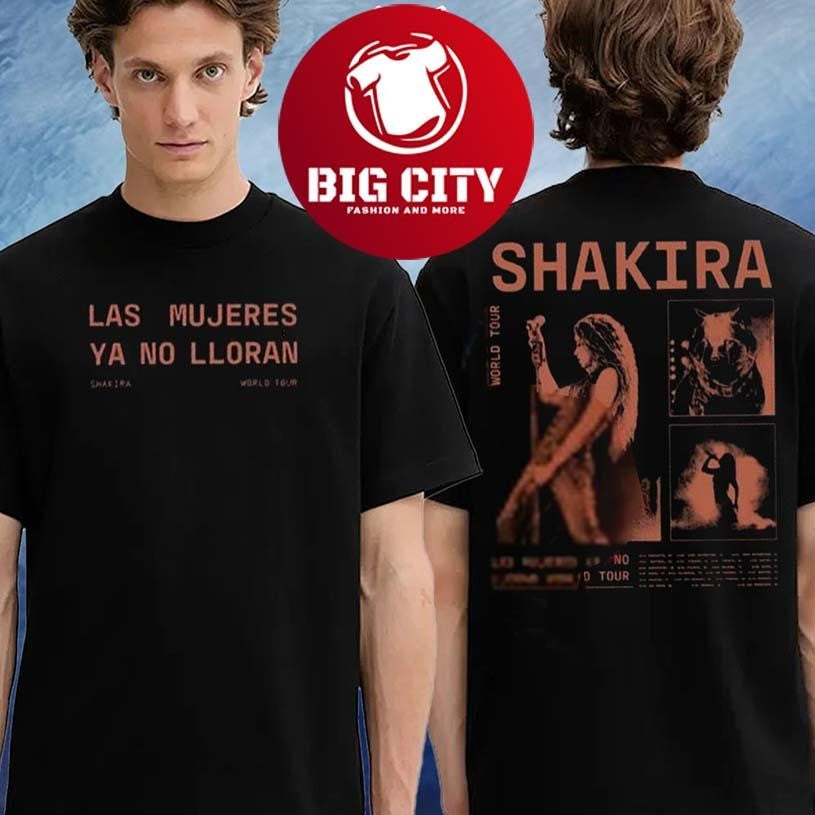 Shakira Merch Tee Las Mujeres Ya No Lloran World Tour 2025 Two Sided Shirt