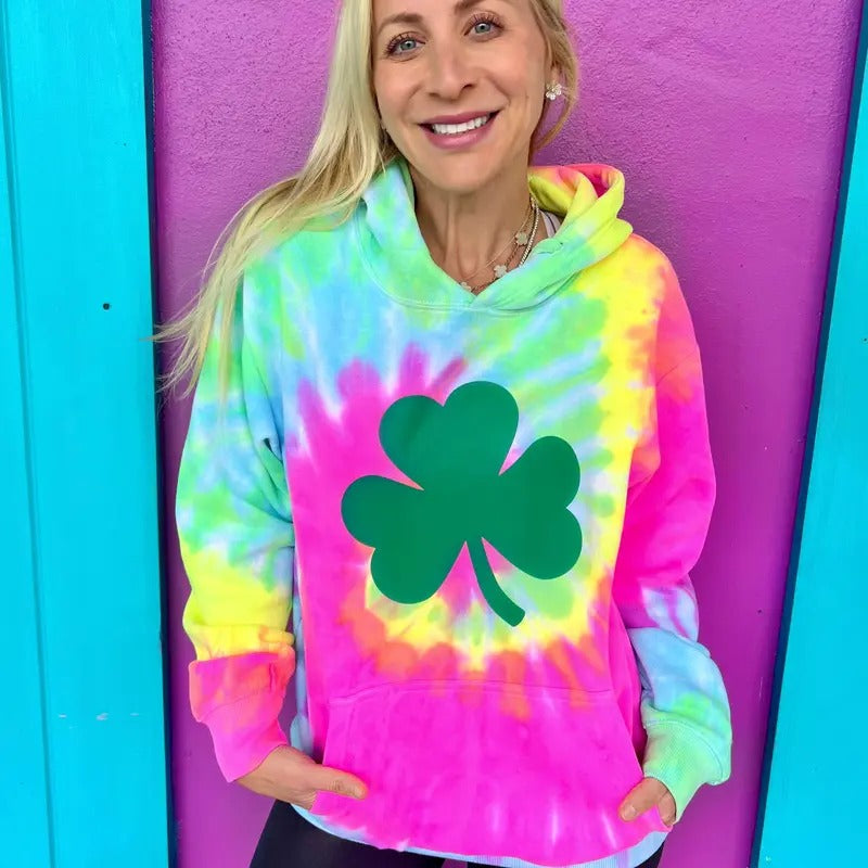 Shamrock Swirl Tie-Dye Hoodie T-Shirts, Sweatshirt | PureTeeCo.com