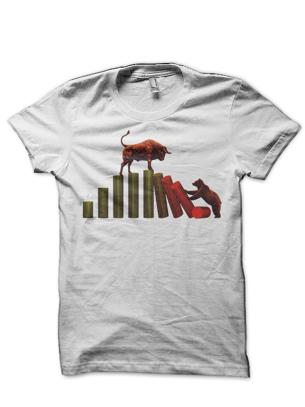 Share Market Bull Vs Bear White T-Shirt Style004 Hoodie, Sweatshirt | PureTeeCo.com