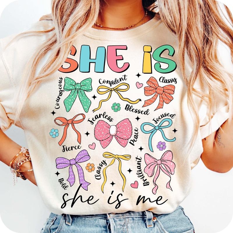 She Is Mom Coquette Bow T-Shirt, Flower Mom T-Shirt, Mom T-Shirt, Mom Life T-Shirt, Mother's Day T-Shirt, Gift for Mom,...