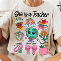 She Is Teacher shirt, Christian Teacher Mom Floral, Coquette Bow Teacher Shirt Hoodie, Sweatshirt | PureTeeCo.com