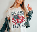 She Loves Jesus And America Too Shirt, America Retro TShirt, Fourth Of July Sweatshirt, USA Flag, Independence Day Shirt,...