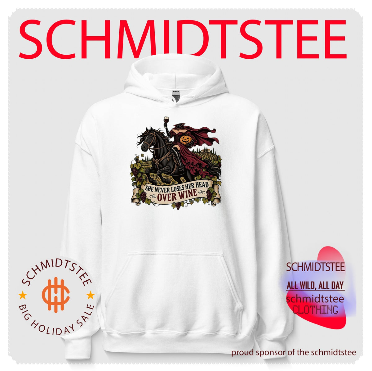 She Never Loses Her Head Over Wine Headless Horseman Halloween shirt