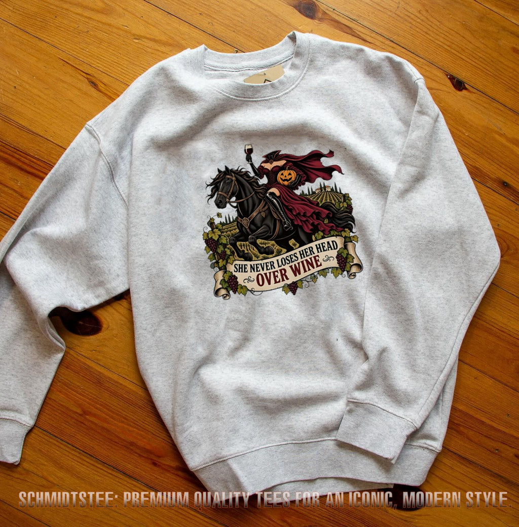 She Never Loses Her Head Over Wine Headless Horseman Halloween shirt