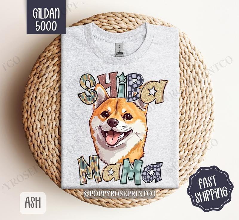 Shiba Mama Shirt Gildan, Dog Mom Women's Tee, Cute Dog Mama Women's Tshirt Plus Sizes Hoodie, Sweatshirt | PureTeeCo.com