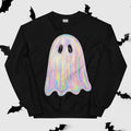 Shimmering Ghost Sweatshirt, Neon Design, Cotton Fabric, Casual Crewneck, Comfortable Fit, Women's Oversized Fit Top...