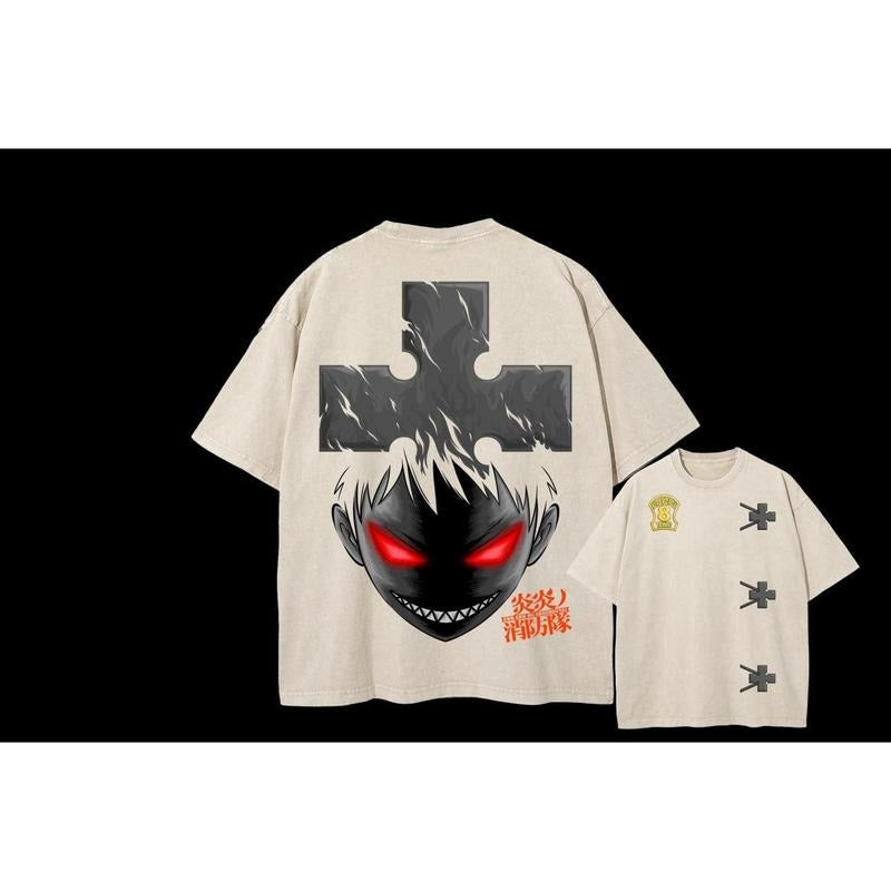 Shinra Mineral Wash Shirt, Heavy Oversized Acid-Washed Unisex Anime T-Shirt, Wardrobe Staple, For Any Season, Ready to...