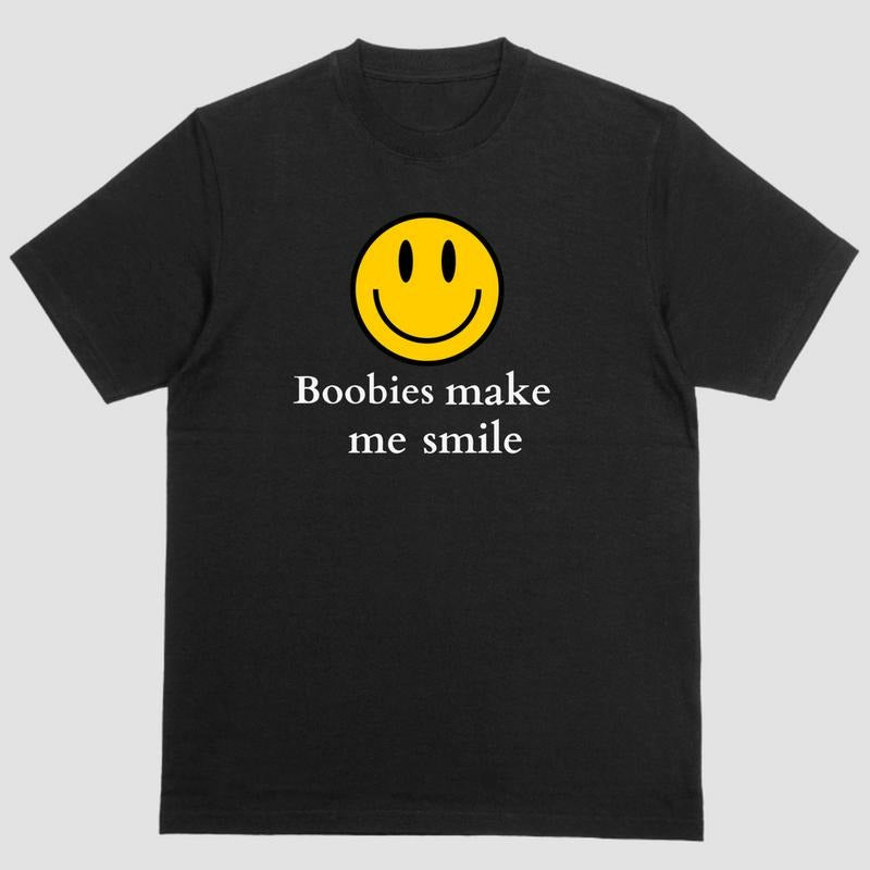 Short sleeve T shirt, BOOBIES MAKE ME SMILE Hoodie, Sweatshirt | PureTeeCo.com