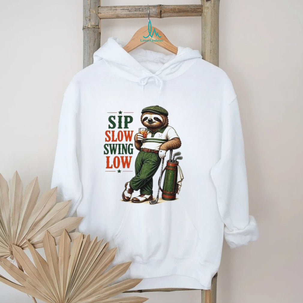 Sip Slow Swing Low Sloth Golfing Funny Cartoon shirt