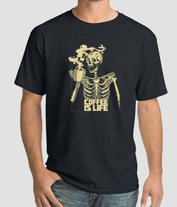 Skeleton Drinking Coffee Is Life Shirt Hoodie, Sweatshirt | PureTeeCo.com