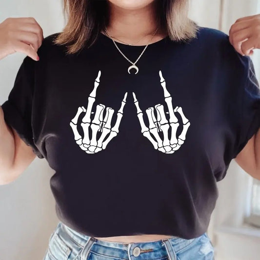 Skeleton Hand T-Shirt, Skeleton Shirt, Horror Gift, Skeleton Rock Tee, Rock and Roll Shirt, Unisex Cotton Shirt