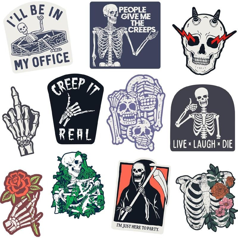 Skeleton Sticker Extra Large Stickers for Adults Funny Adhesives with Memes Halloween  Funny Sarcastic  Multi T-Shirts,...