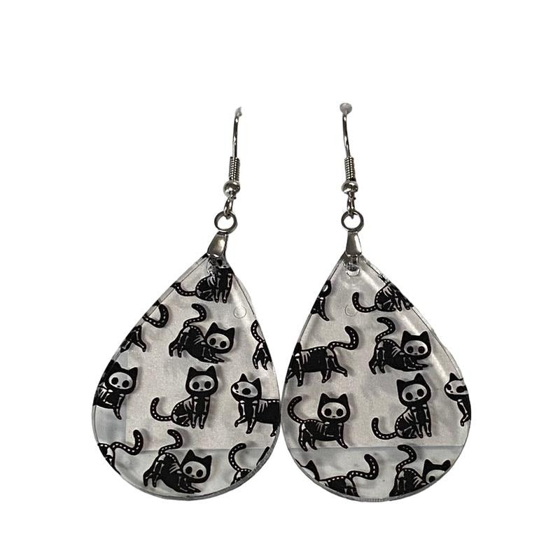 Skelli Cat Teardrop Earring T-Shirts, Hoodie, Sweatshirt | PureTeeCo.com