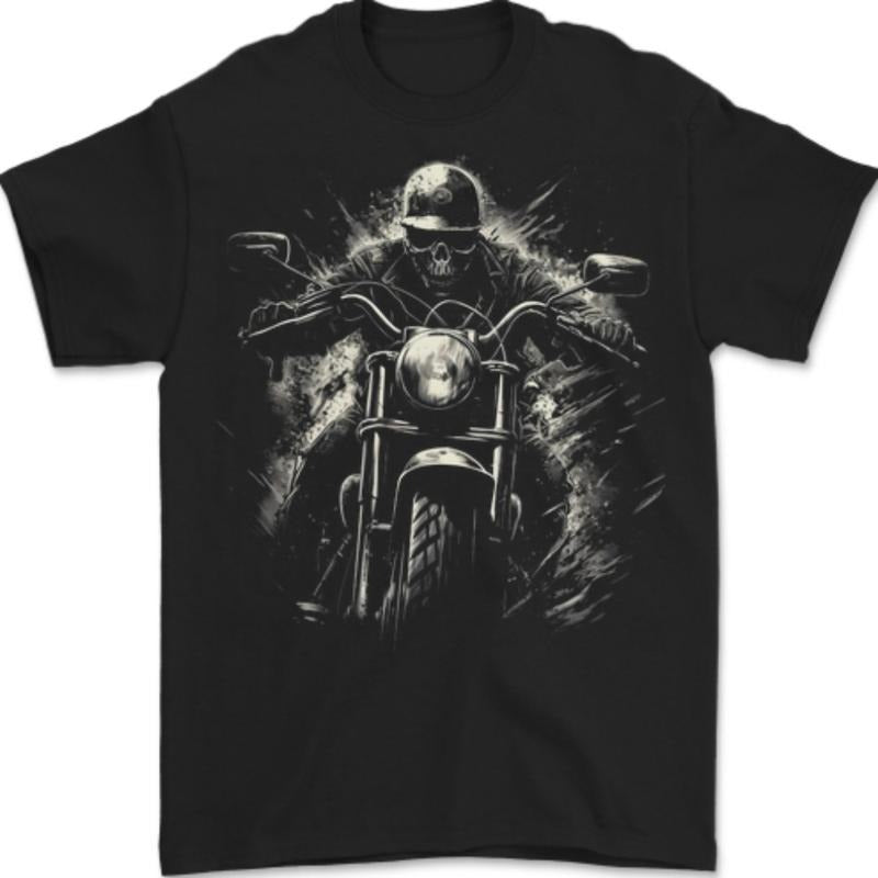 Skull Biker Motorcycle Motorbike Grim Reaper Mens T-Shirt Cotton Made in USA Hoodie, Sweatshirt | PureTeeCo.com