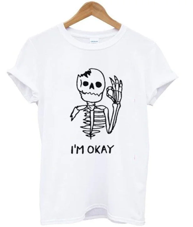 Skull I’m Okay T-Shirt Hoodie, Sweatshirt | PureTeeCo.com