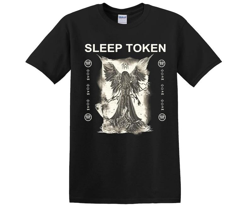 Sleep Token Band Unisex T-Shirt - Angel Wings Graphic Tee Black Hoodie, Sweatshirt | PureTeeCo.com
